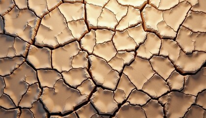 Cracked Dry Earth Texture with Golden Sunlight Highlights