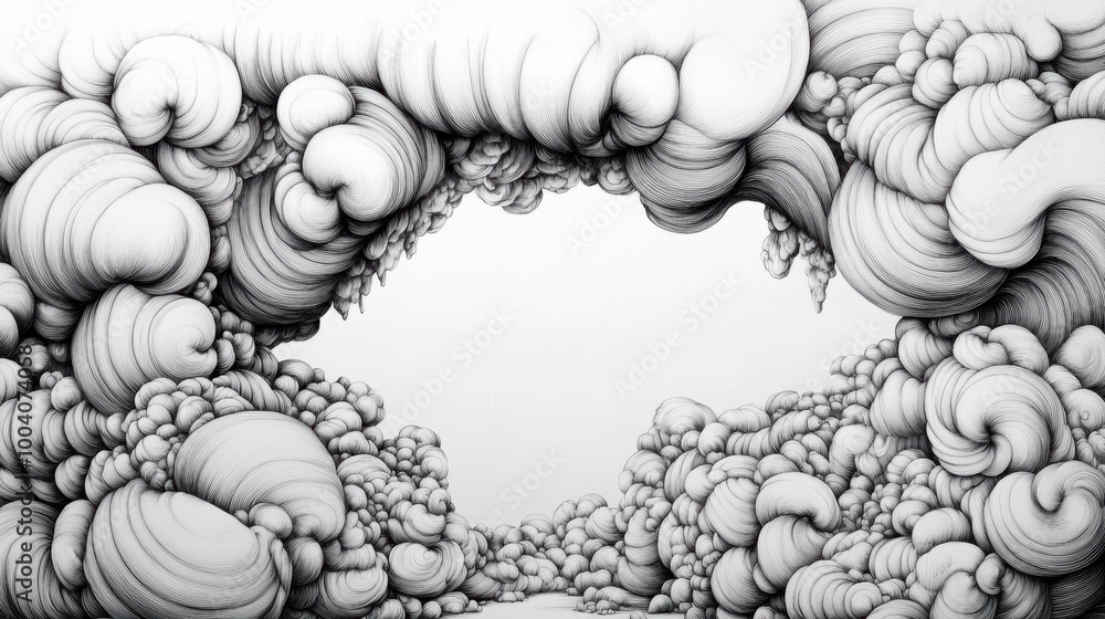 Canvas Prints A drawing of a large cloud formation with swirls, AI