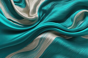 Naklejka premium Vibrant Teal and Turquoise Flowing Background with Luxurious Texture and Dynamic Illumination