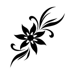Flower. A simple vector black and white tattoo drawing.