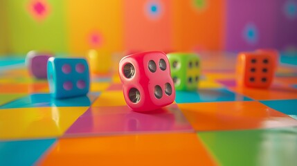 Perspective of a colourful Ludo board game isolated on colorful background