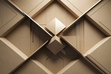 Beautiful Futuristic Geometric Background with Textured 3D Beige Wall for Presentations