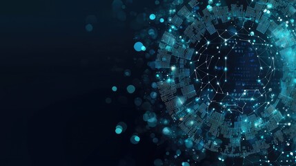 Obraz premium The digital backdrop showcases a high-tech environment with blue light effects and data elements, providing a modern platform ideal for software design concepts