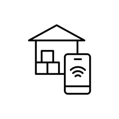 Smart warehouse outline icons, minimalist vector illustration ,simple transparent graphic element .Isolated on white background