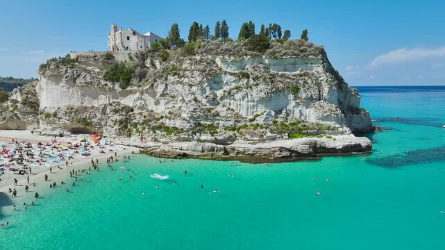 Tropea from a drone, Tyrrhenian Sea, Calabria, Italy, Europe