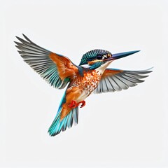 Fototapeta premium flying kingfisher bird isolated on white background
