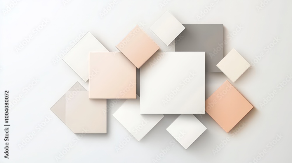 Poster abstract overlapping squares in neutral tones