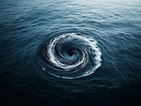 Swirling water vortex creates a mesmerizing pattern in deep ocean waters.