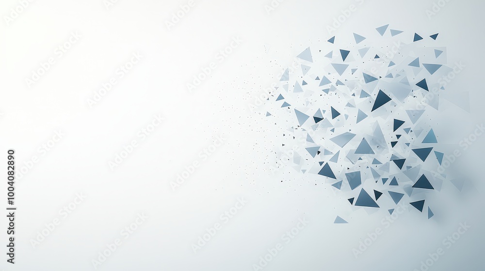 Poster abstract pattern of small, scattered triangles on a plain background