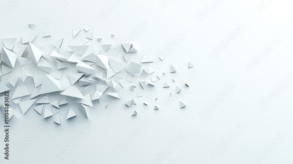 Poster abstract pattern of small, scattered triangles on a plain background