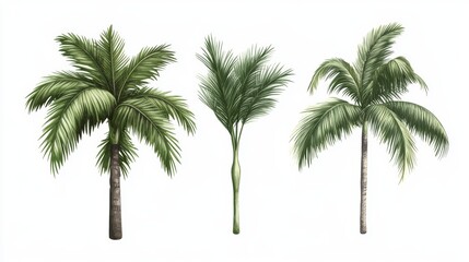 Three Palm Trees on a White Background.