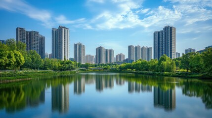 modern building and beautiful park