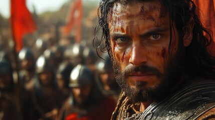 biblical scene depicting pontius pilate amidst a crowd his conflicted expression highlighting the moment of decision regarding jesus fate under dramatic lighting and historical context