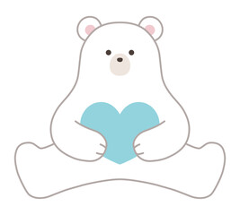 Naklejka premium かわいい白熊のベクターイラスト。ハート、シロクマ、ホッキョクグマ