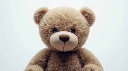 Fototapeta premium A fuzzy brown teddy bear with a black nose and brown eyes