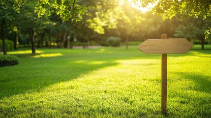 A directional arrow sign, standing at the entrance of a park, providing space to add custom event details.