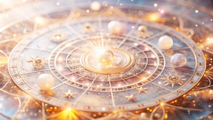 Glowing Astrological Chart with Celestial Symbols and Radiant Light Effects