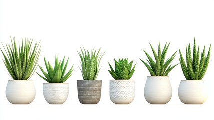 Fototapeta premium Six Succulents In Pots.