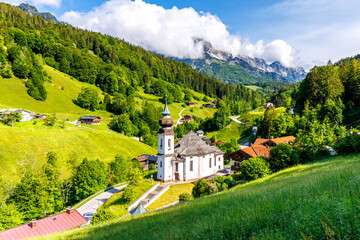 Pilgrimage Church Maria Gern in the Bavarian Alps mountains in Berchtesgaden, Germany