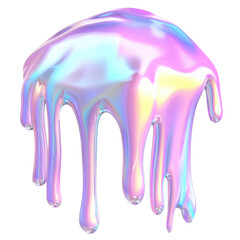 3D liquid holographic shape with a gradient color, PNG