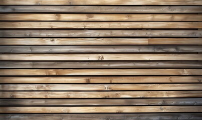 Obraz premium Wooden wall. Texture of wood panels. Pattern of slats with horizontal stripes. Modern interior fences and partitions used in architecture. Cladding from boards is a building material. 