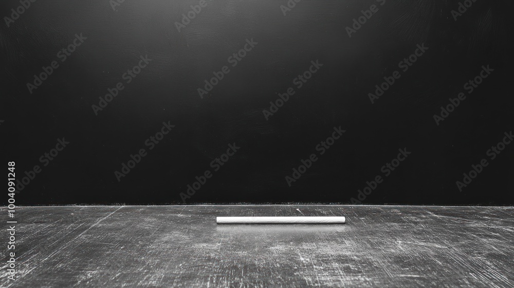 Poster a minimalistic scene featuring a white cylindrical object on a dark surface against a black backgrou