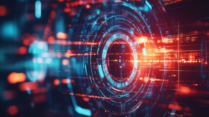 Glowing digital core surrounded by tech aura