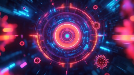 Obraz premium Futuristic digital core with vibrant neural networks