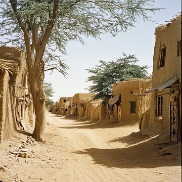 A traditional tuareg village of Niger in the road of Niamey to Agadez