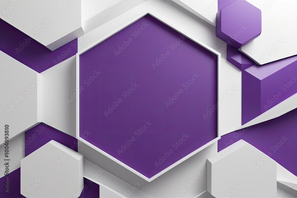Poster white and purple abstract hexagonal background with angular design and 3d effects