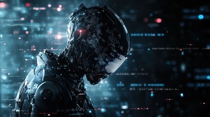 Advanced android gazing, binary code across helmet