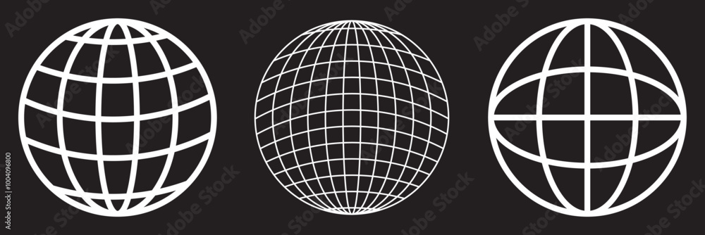 Poster globe icon set. globe icons. web icon on transparent background. eps 10.