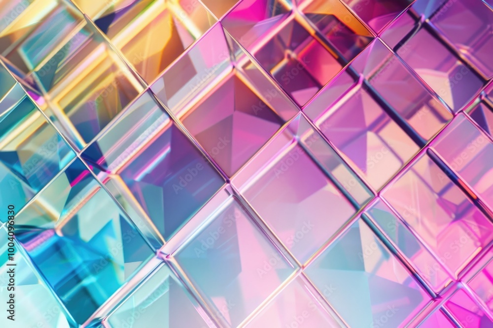 Canvas Prints A close-up view of a colorful glass surface with intricate patterns and designs