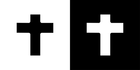 Christian Cross icon Flat art illustration in outline
