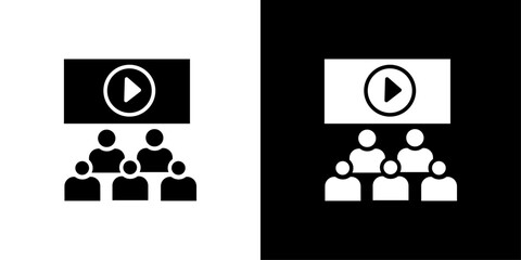 cinema audience icon Flat art illustration in outline