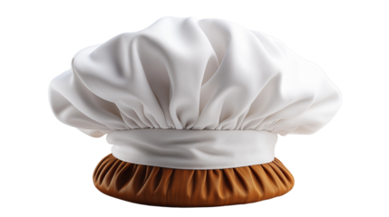 A white chefs hat, studio view, isolated on white background.