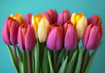 Fototapeta premium a group of tulips in a vase