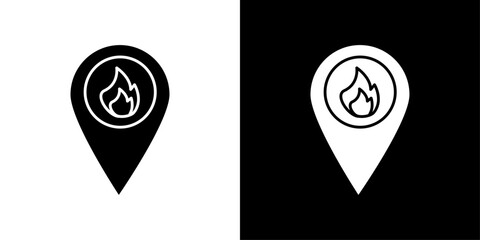 fire location icon Flat art illustration in outline