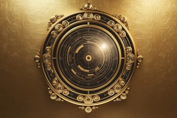 Luxurious Tech-Themed Canvas Art for Exhibitions Featuring Textured Gold Background