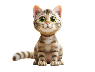 3d rendering a cute cat cut out
