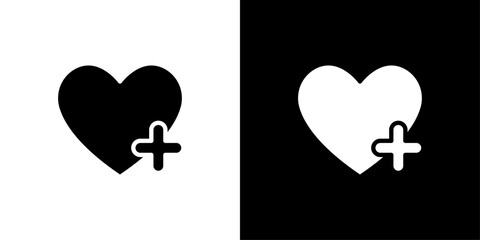 Heart plus icon Flat art illustration in outline