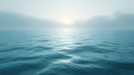 Fototapeta premium calm sea water surface under daylight capturing the gentle ripples and reflections of the sky creating a tranquil and meditative atmosphere with soft blues and greens