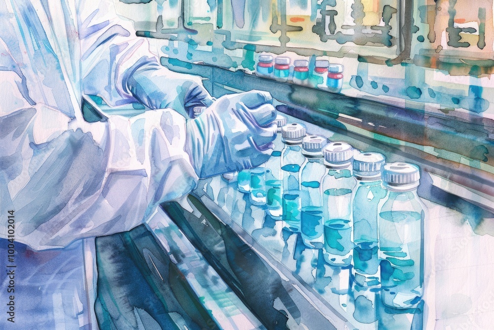Poster a man in a lab coat tinkering with a machine, possibly conducting research or making repairs