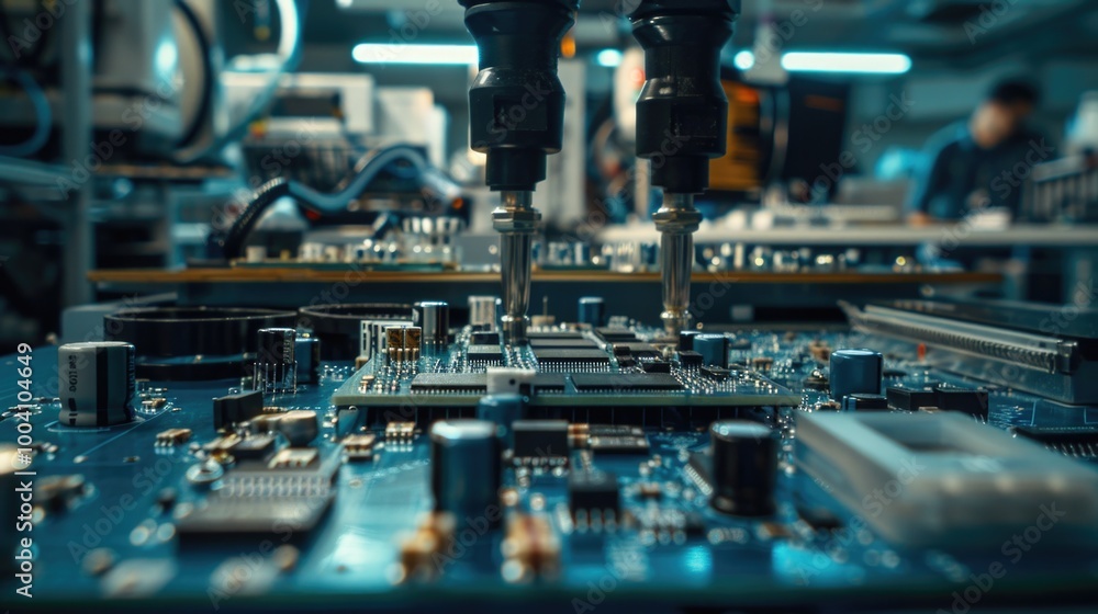 Poster A detailed view of a computer motherboard with various components and wires visible