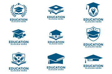 set bundle education logo icon design vector illustration, education logo template