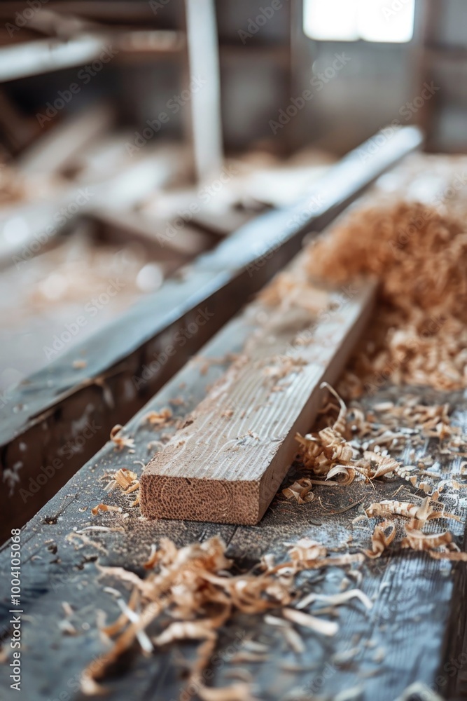 Poster a wooden board sits atop a table, providing a rustic surface for various uses
