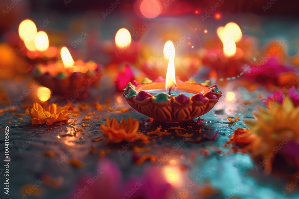 Poster a group of lit candles sitting on a table, suitable for various occasions and events