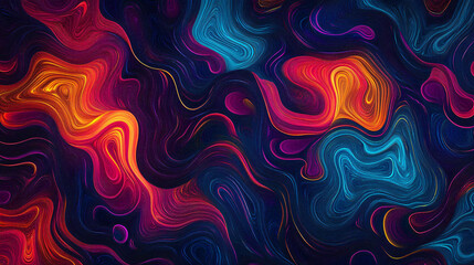 Obraz premium A vibrant pattern of swirling lines with neon highlights. 