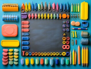 Fototapeta premium a group of school supplies