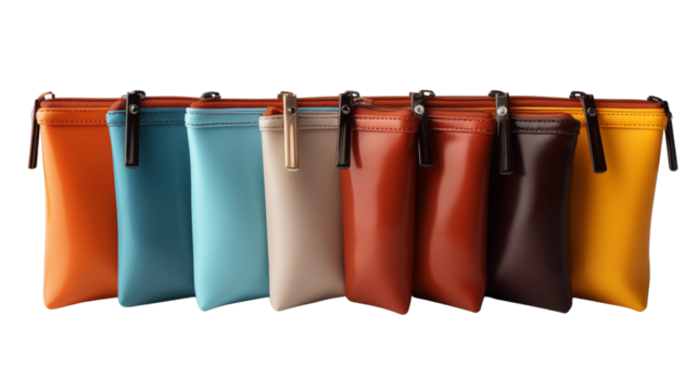 Collection of Fabric Pencil Case With Zippe, studio view, isolated on white background.